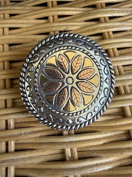 Carolyn Pollack Relios Jewelry - Vintage 90's Carolyn Pollack Relios Southwestern Medallion Pendant 14K Sterling